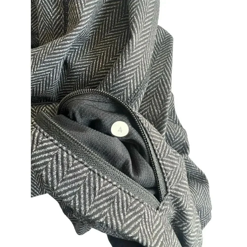 Lululemon Pace Rival Crop Giant Herringbone Heathered Black Size 4